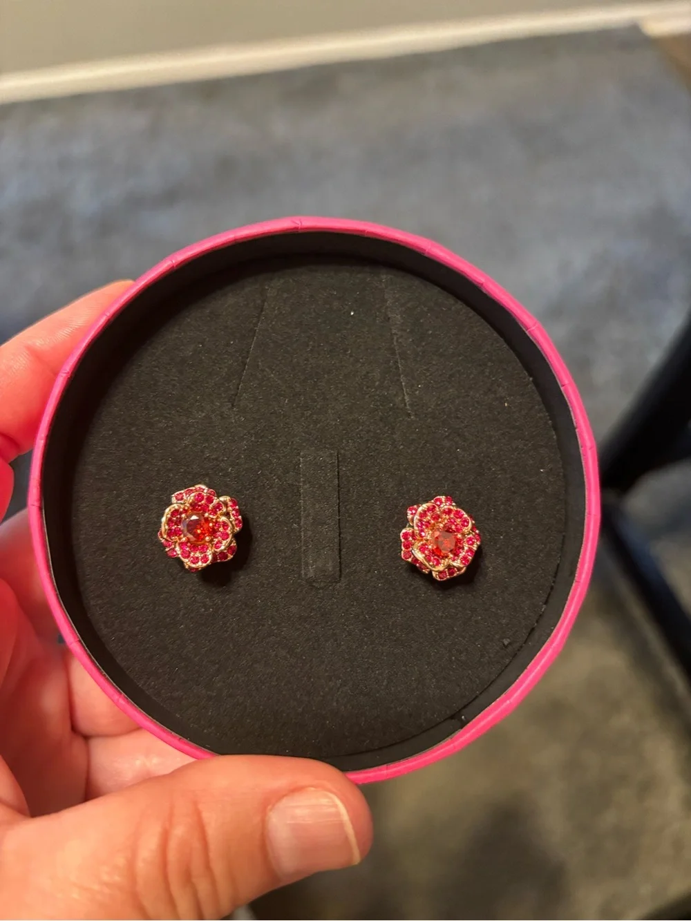 kate spade Red Crystal Flower Stud Earrings